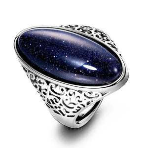 Vintage Turquoise Hollow Ring 925 Sterling Silver Fine Jewelry