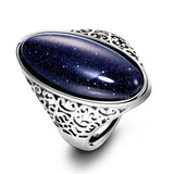 Vintage Turquoise Hollow Ring 925 Sterling Silver Fine Jewelry