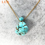 Vintage Turquoise Perfume Bottle Pendant Necklace - Aroma Diffuser