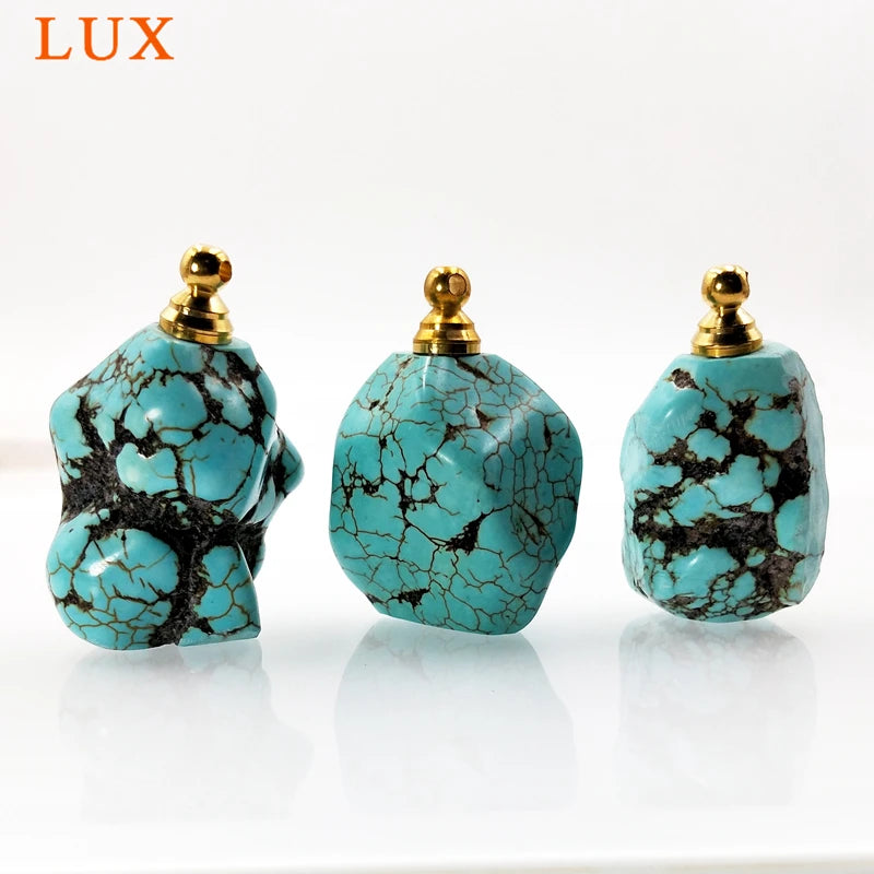 Vintage Turquoises Perfume Bottle pendant Nature raw Turquoises Stone pendant
