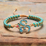 Vintage Unisex Nepal OM Charm Bracelet Rope Braided Beaded Yoga Chakra Bracelet