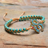 Vintage Unisex Nepal OM Charm Bracelet Rope Braided Beaded Yoga Chakra Bracelet