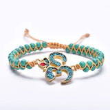 Vintage Unisex Nepal OM Charm Bracelet Rope Braided Beaded Yoga Chakra Bracelet