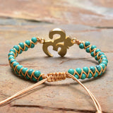 Vintage Unisex Nepal OM Charm Bracelet Rope Braided Beaded Yoga Chakra Bracelet
