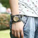 Vintage Unisex Watch Bracelet Cowhide Pentagram Circle Dial Charm
