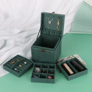 Vintage Velvet Jewelry Box Earring Ring Storage Box