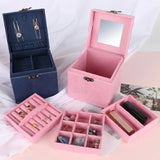 Vintage Velvet Jewelry Box Earring Ring Storage Box