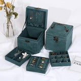 Vintage Velvet Jewelry Box Earring Ring Storage Box