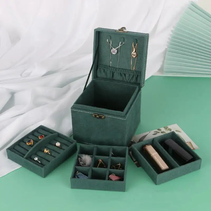 Vintage Velvet Jewelry Box Earring Ring Storage Box