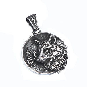 Viking Wolf Pendant Stainless Steel Necklace Nordic Amulet Biker Jewelry