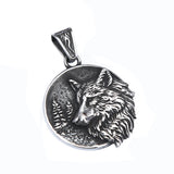 Viking Wolf Pendant Stainless Steel Necklace Nordic Amulet Biker Jewelry
