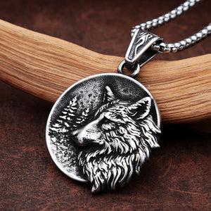 Viking Wolf Pendant Stainless Steel Necklace Nordic Amulet Biker Jewelry