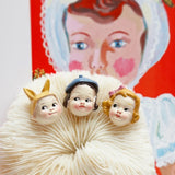 Vintage Hand-Painted Resin Doll Ear Stud Paste DIY Pendant Parts