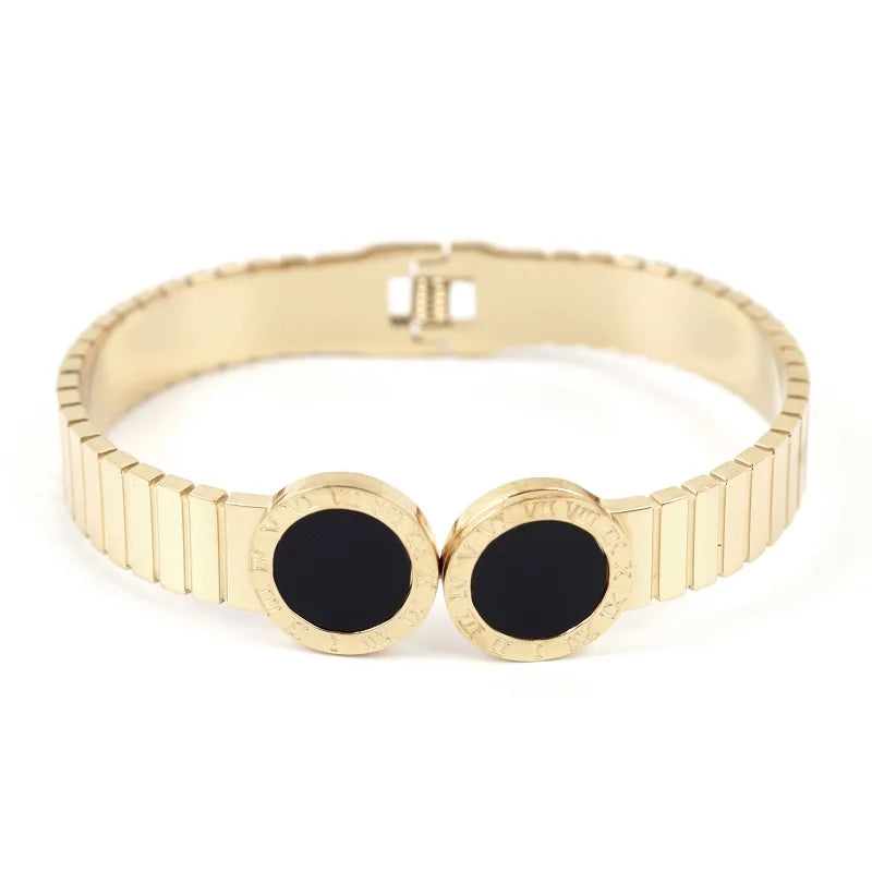 Vintage Roman Numerals Spring Bracelet Stainless Steel Punk Bangles