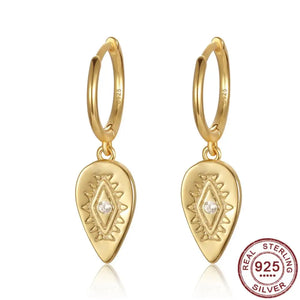 Vintage Water Tear Shape Lucky Drop Earrings 925 Silver Evil Eye Earrings Girl
