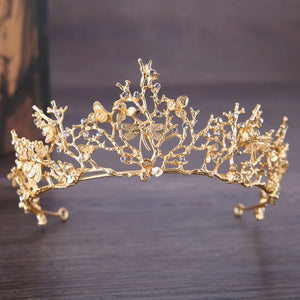 Vintage Butterfly Rhinestone Crystal Crown Bridal Wedding Hair Accessories