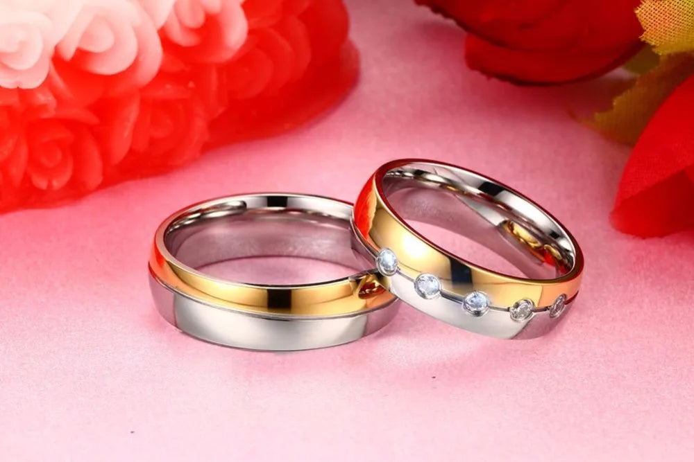 Vintage Wedding Ring Stainless Steel Finger Promise Jewelry