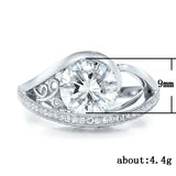 Vintage Round Cut CZ Wedding Ring Hollowed-out Pattern Retro Jewelry