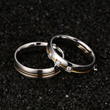Vintage Wedding Ring CZ Stone Stainless Steel Metal