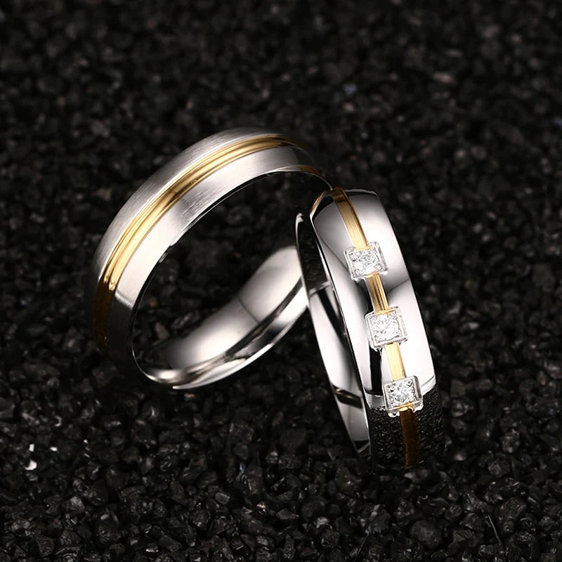 Vintage Wedding Ring CZ Stone Stainless Steel Metal
