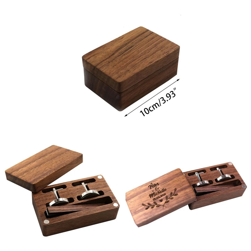 Vintage Wedding Wood Tie Clip Box Jewelry Storage Box