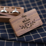 Vintage Wedding Wood Tie Clip Box Jewelry Storage Box