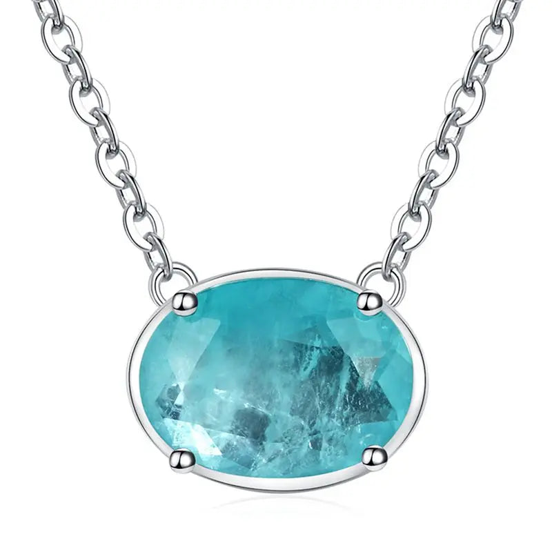 Vintage Oval Paraiba Tourmaline Wedding Pendant Necklace