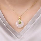 Green Jade Crystal Pendant Necklace 18k Jewelry Bijoux