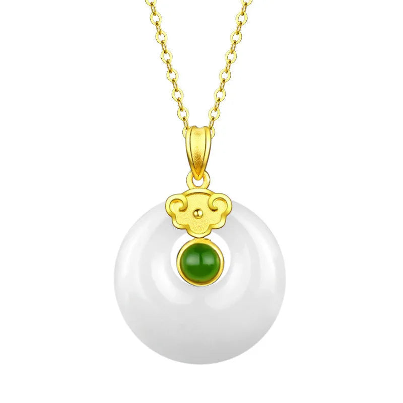 Green Jade Crystal Pendant Necklace 18k Jewelry Bijoux