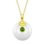 Green Jade Crystal Pendant Necklace 18k Jewelry Bijoux