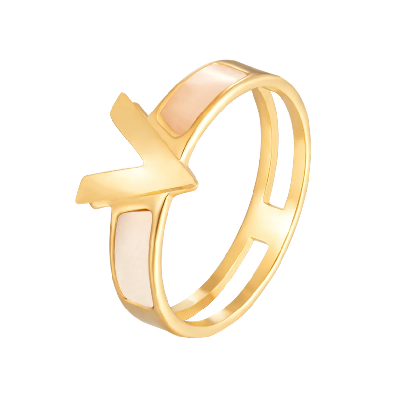 Vintage Shell V Ring Stainless Steel Titanium Engagement Wedding Rings