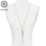 Vintage Tassel Necklace Geometry Pendant for Women
