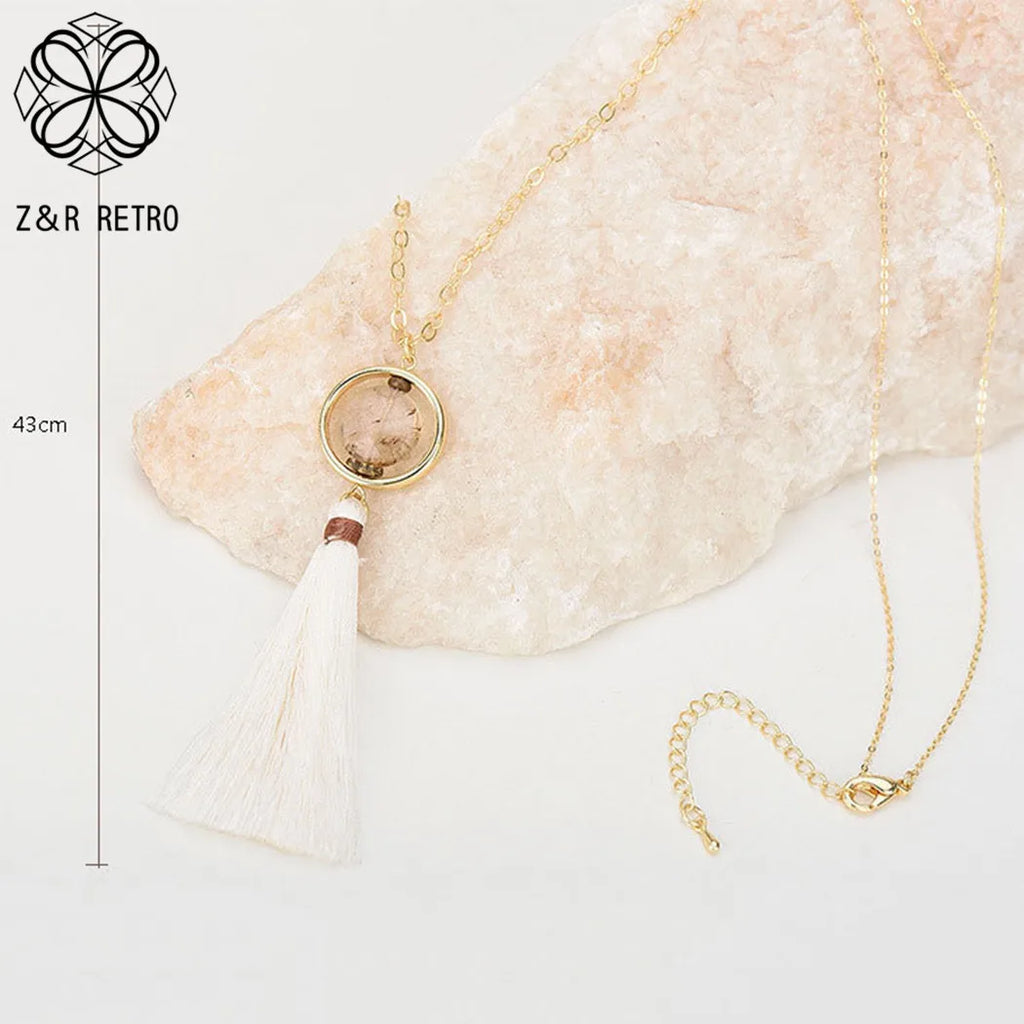 Vintage Tassel Necklace Geometry Pendant for Women