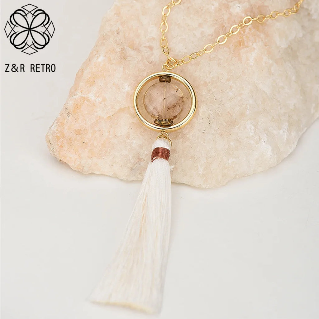 Vintage Tassel Necklace Geometry Pendant for Women