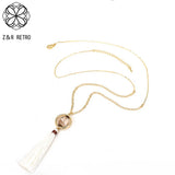 Vintage Tassel Necklace Geometry Pendant for Women