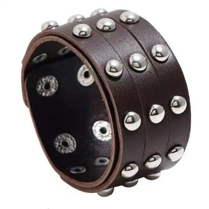 Wide Metal Men's Bracelet Wrap Leather Wristband Adjustable Bracelet&Bangle