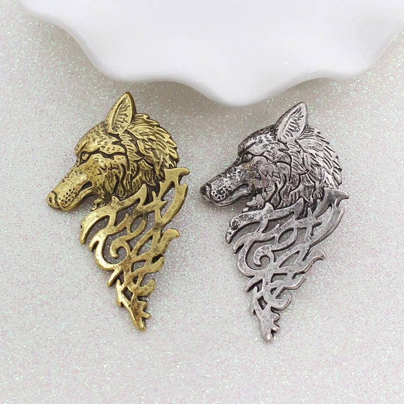 Vintage Wolf Head Brooch Unisex Animal Suit Collar Pin