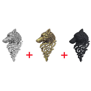 Vintage Wolf Head Brooch Unisex Animal Suit Collar Pin