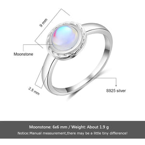 Vintage 925 Silver Rings w/ Rainbow Moonstone Wedding Jewelry