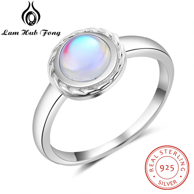 Vintage 925 Silver Rings w/ Rainbow Moonstone Wedding Jewelry