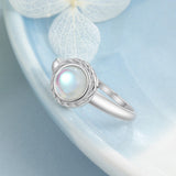 Vintage 925 Silver Rings w/ Rainbow Moonstone Wedding Jewelry