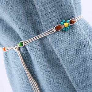 Vintage Women Belt Tassel Braided Bohemia Hollow Waist