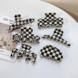 Vintage Acrylic Checkered Hair Claw Clip Hair Accessories