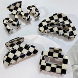Vintage Acrylic Checkered Hair Claw Clip Hair Accessories