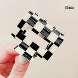 Vintage Acrylic Checkered Hair Claw Clip Hair Accessories