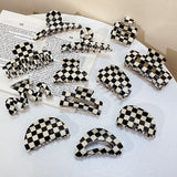 Vintage Acrylic Checkered Hair Claw Clip Hair Accessories