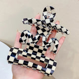 Vintage Acrylic Checkered Hair Claw Clip Hair Accessories