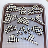 Vintage Acrylic Checkered Hair Claw Clip Hair Accessories