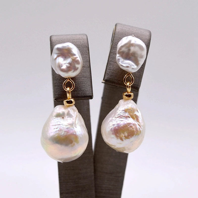 Baroque Pearl Pendant Earrings Water Drop Style