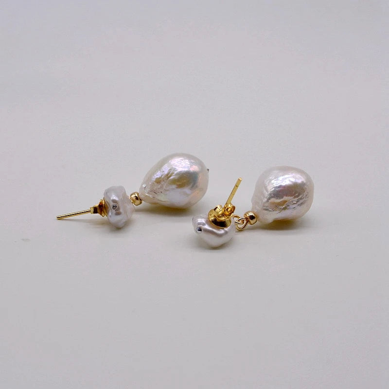 Baroque Pearl Pendant Earrings Water Drop Style
